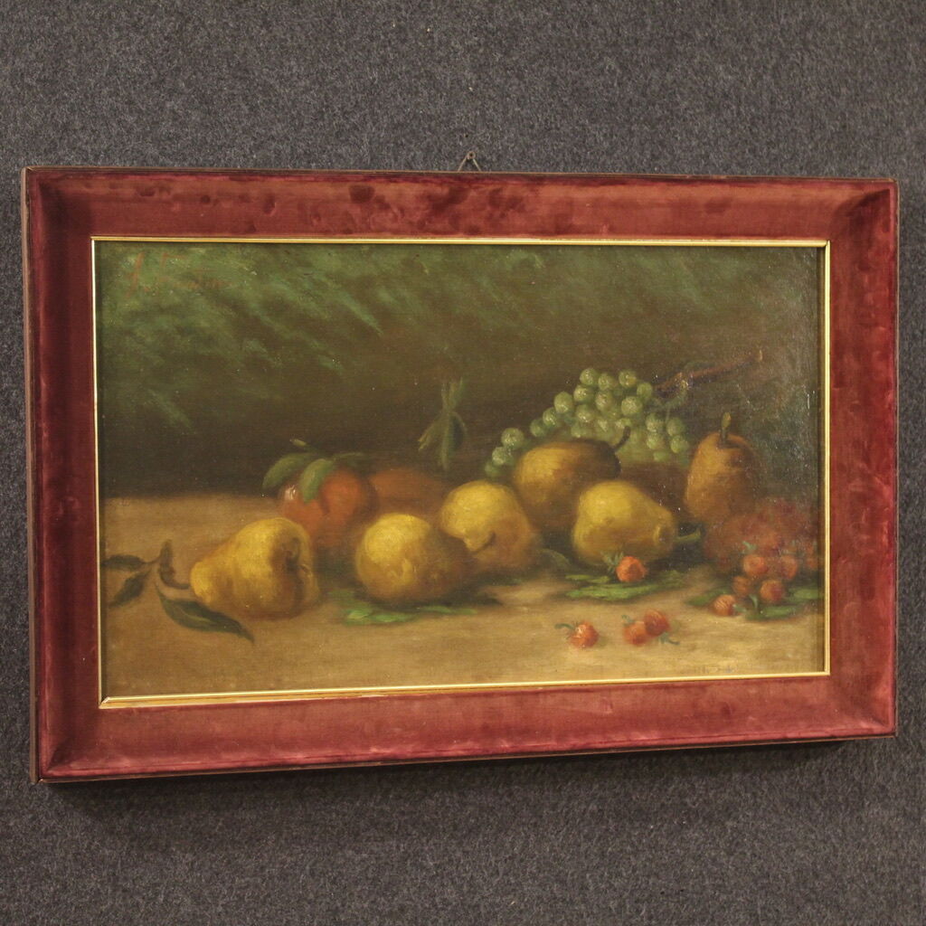 Italian signed painting still life with fruit from the 20th century