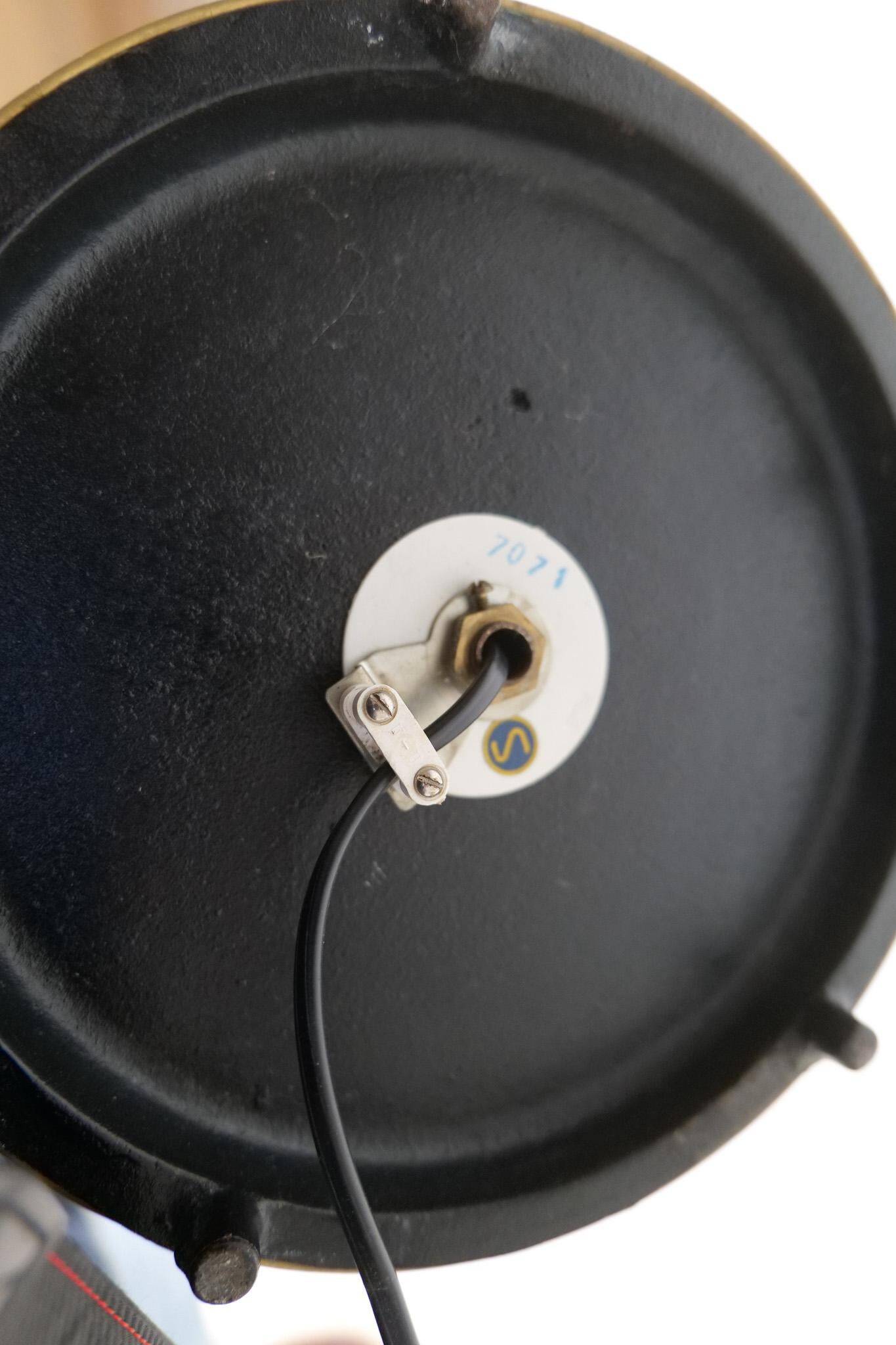 Mid-century black leather and brass floor lamp by Falkenbergs Belysning, Sweden, 1960s.