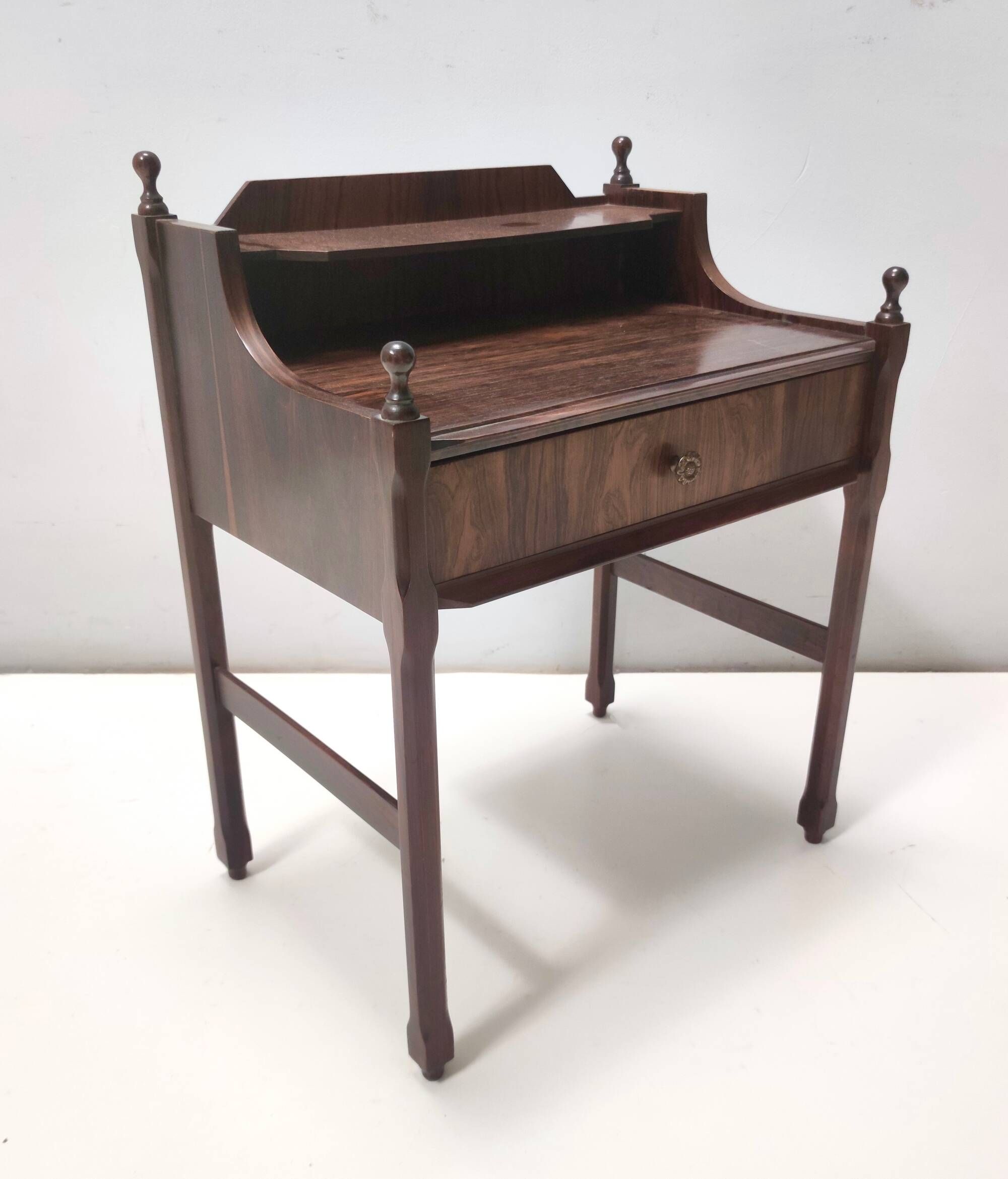 Vintage 1970s Postmodern Walnut Nightstand, Italian Design, Excellent