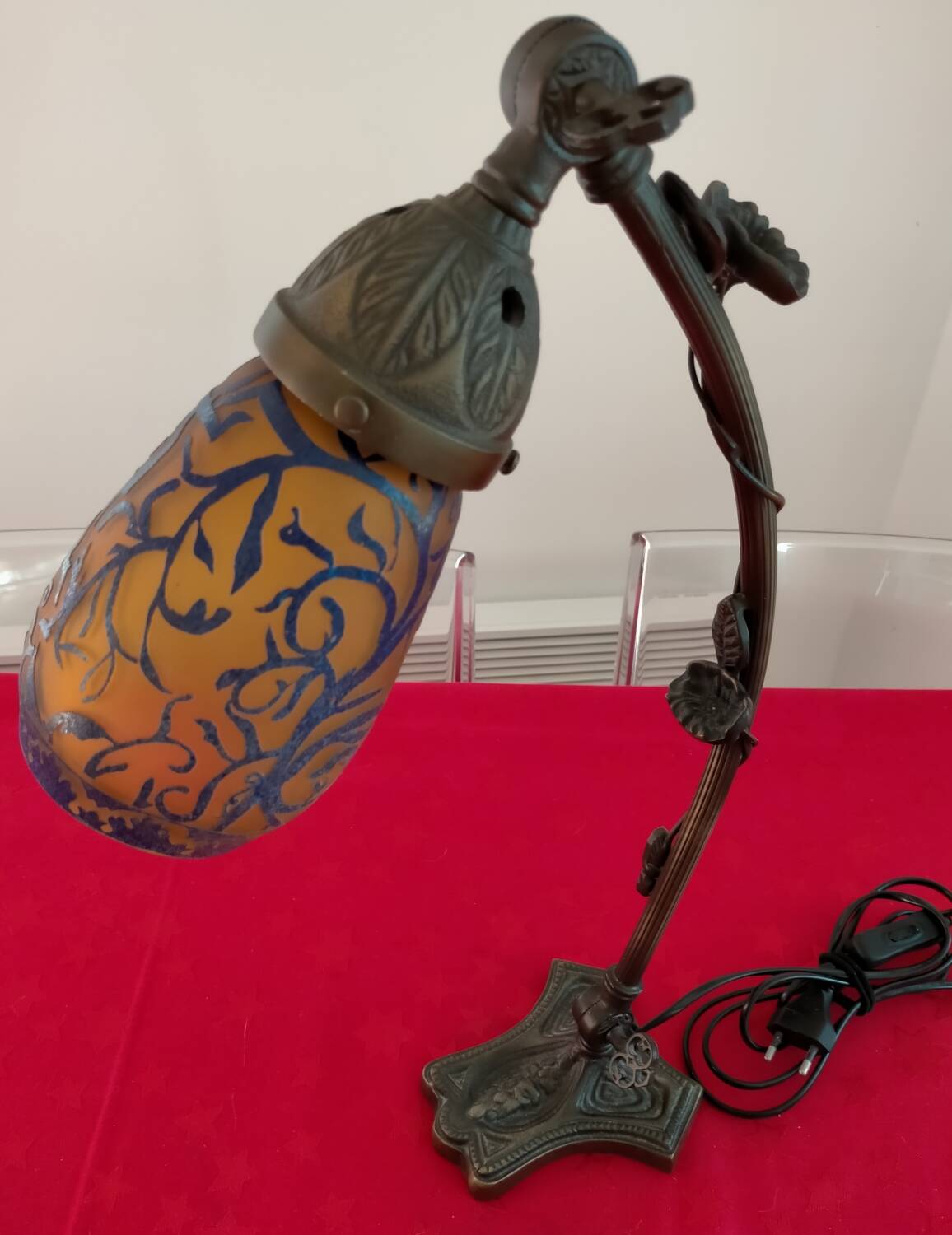 Articulated glass paste lamp, Art Nouveau