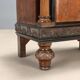 Antique walnut bedside tables with marble and burl, Italy, 20th century.