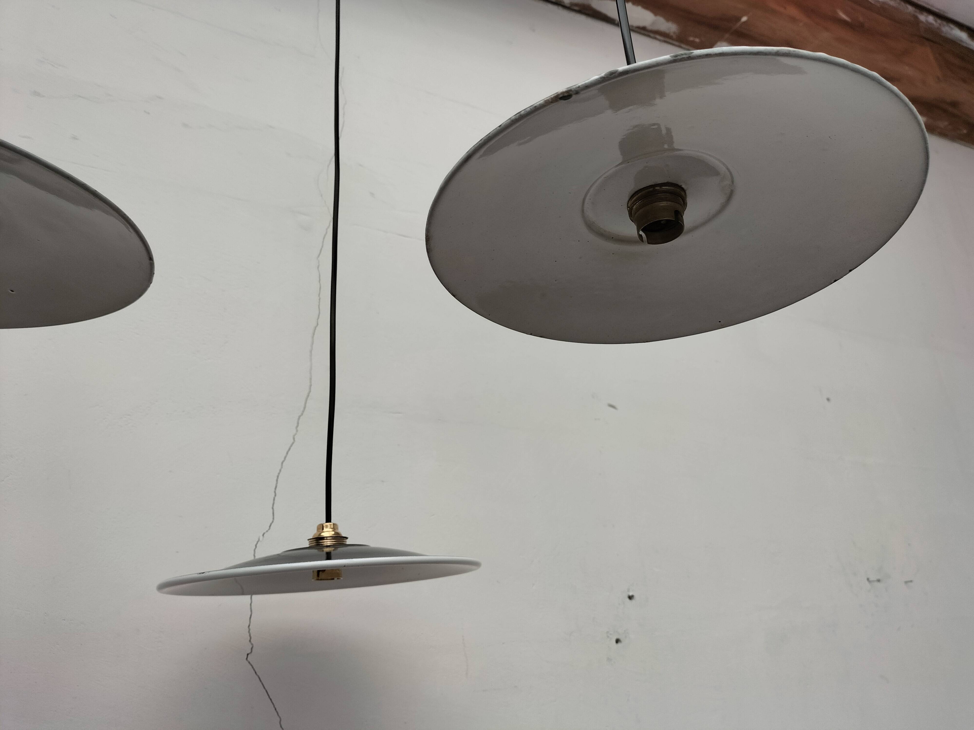 Enameled sheet metal pendant lights