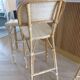 Lot of 3 Maison Louis Drucker light Manila rattan bistro high chairs.