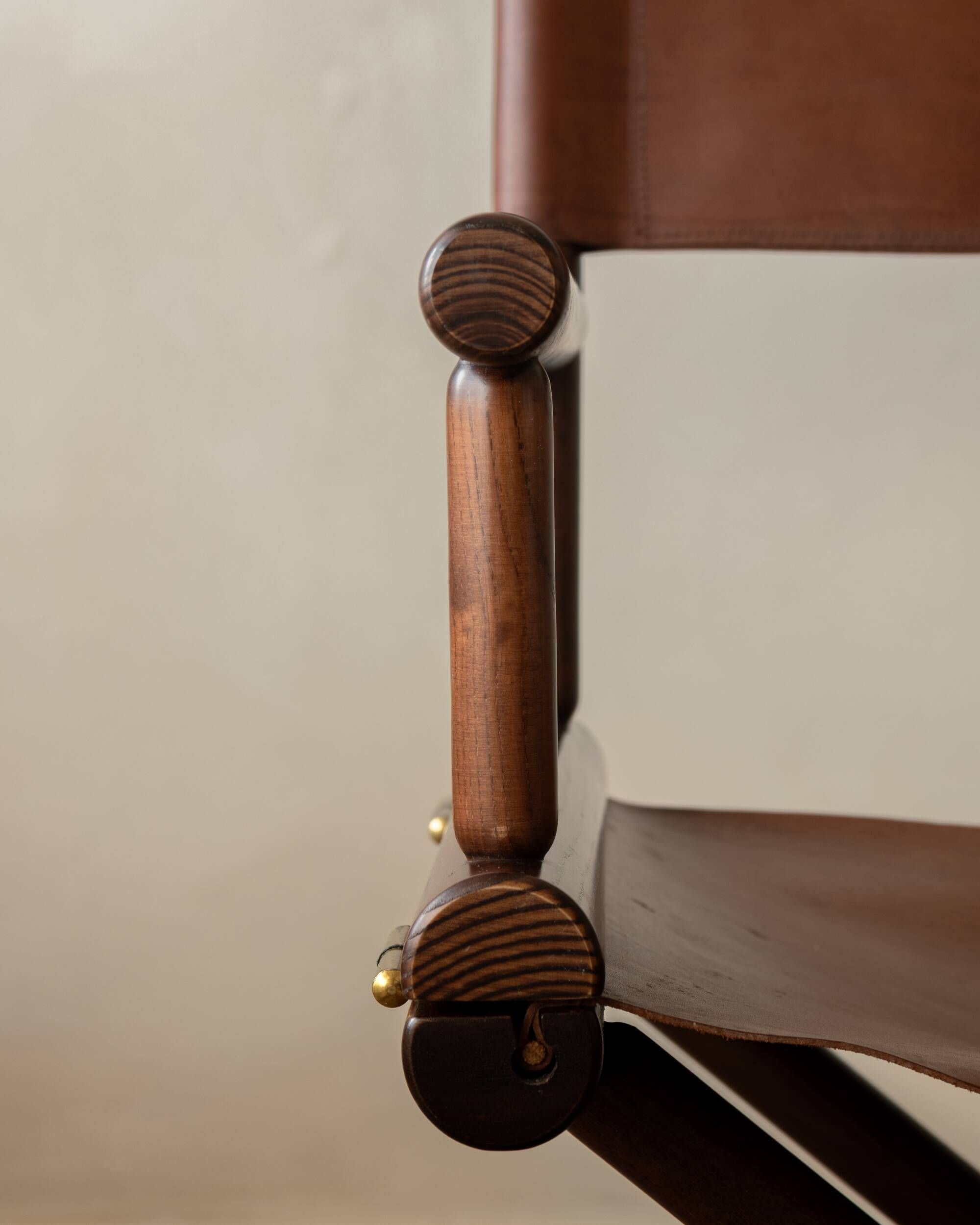 Italian Modern Vintage Folding Director's Chair in Wood and Leather, 1980s