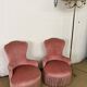 Paire de fauteuils crapaud rose poudré