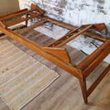 folding bed wood, daybed, solid oak, vintage, 50s