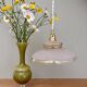 Pendant lamp, antique lampshade in white and gold granite glass