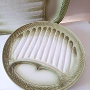 Asparagus service in green earthenware Moulin des Loups Orchies