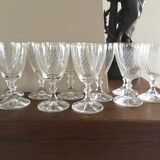 Set of 10 engraved crystal aperitif glasses