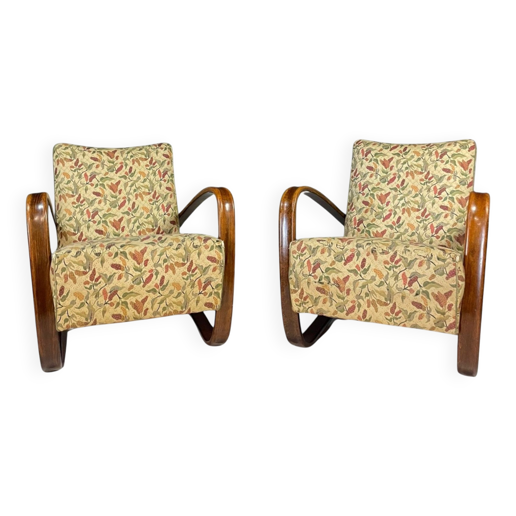 Paire de chaises longues H269 de Jindřich Halabala, années 1930
