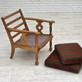 1970s, Danish armchair, green furniture wool, solid oak wood.
