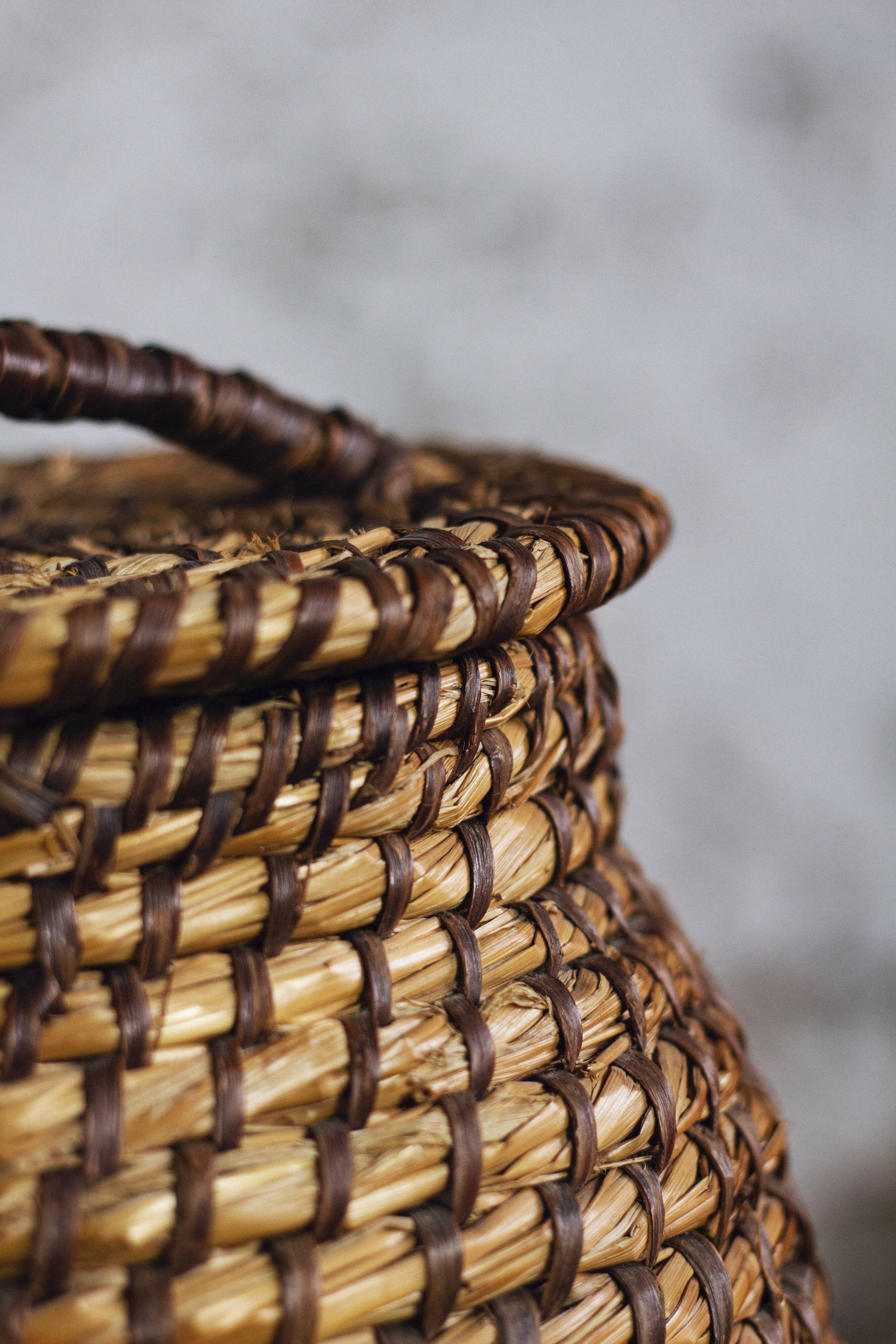 Vintage braided rope basket