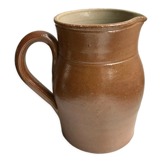 brown stoneware pitcher Digoin Sarreguemines vintage