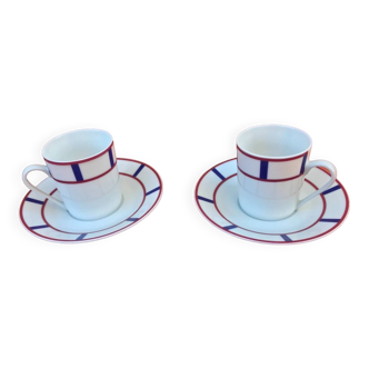 2 Tasses / Soucoupes à café Porcelaine de Limoges