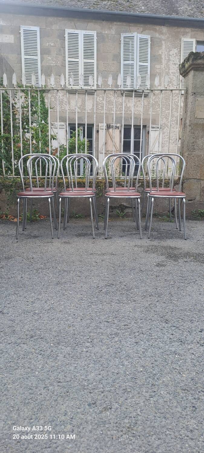 8 vintage chrome bistro chairs
