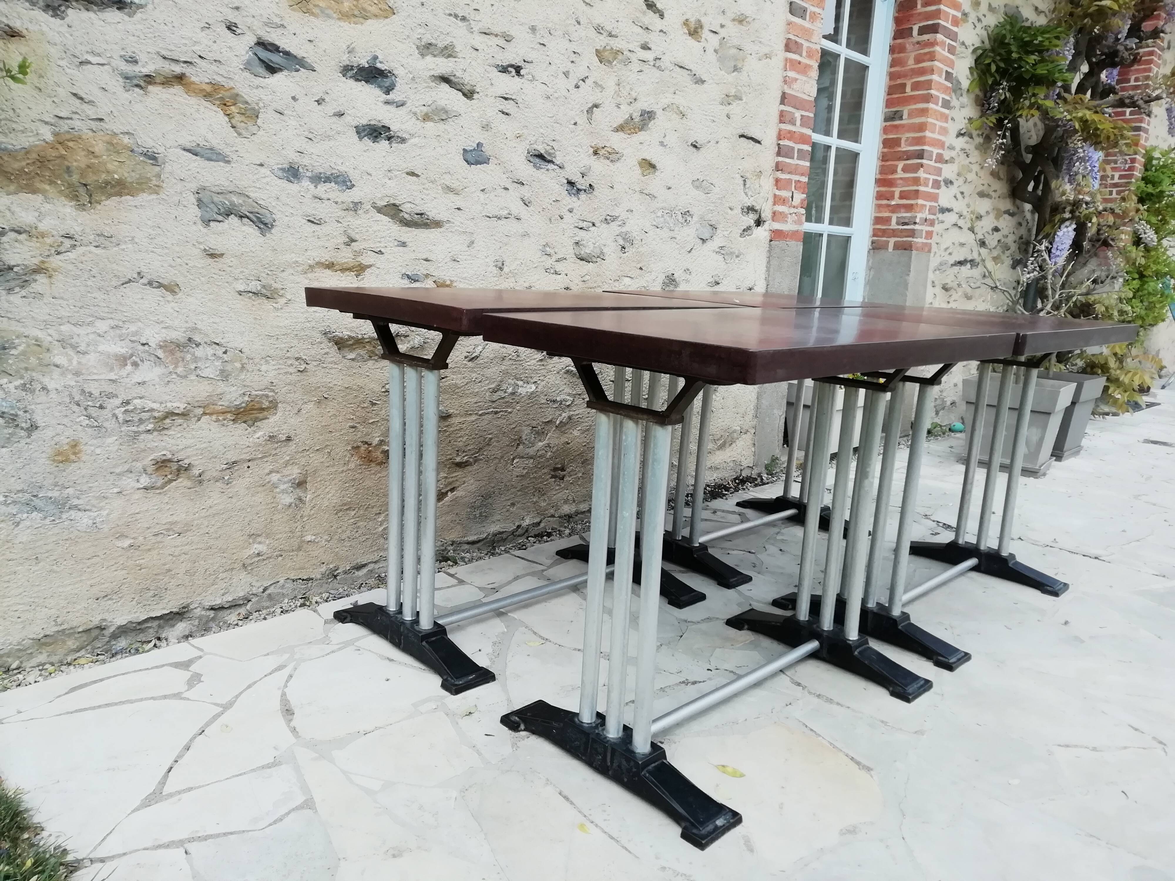 Lot of 4 tables bistro "Lelong"