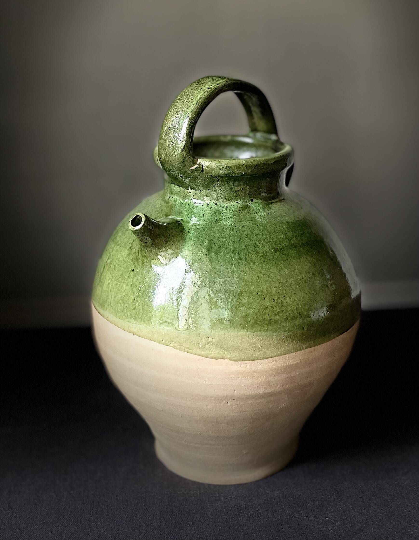 Green terracotta jar
