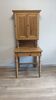 Former campaign secretary's desk in solid pine with a high cupboard.