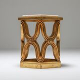 Carved gilded wooden side tables with marble tray - 1970