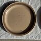 Lot de 4 assiettes à dessert en grès beige liseré brun Sarreguemines grès