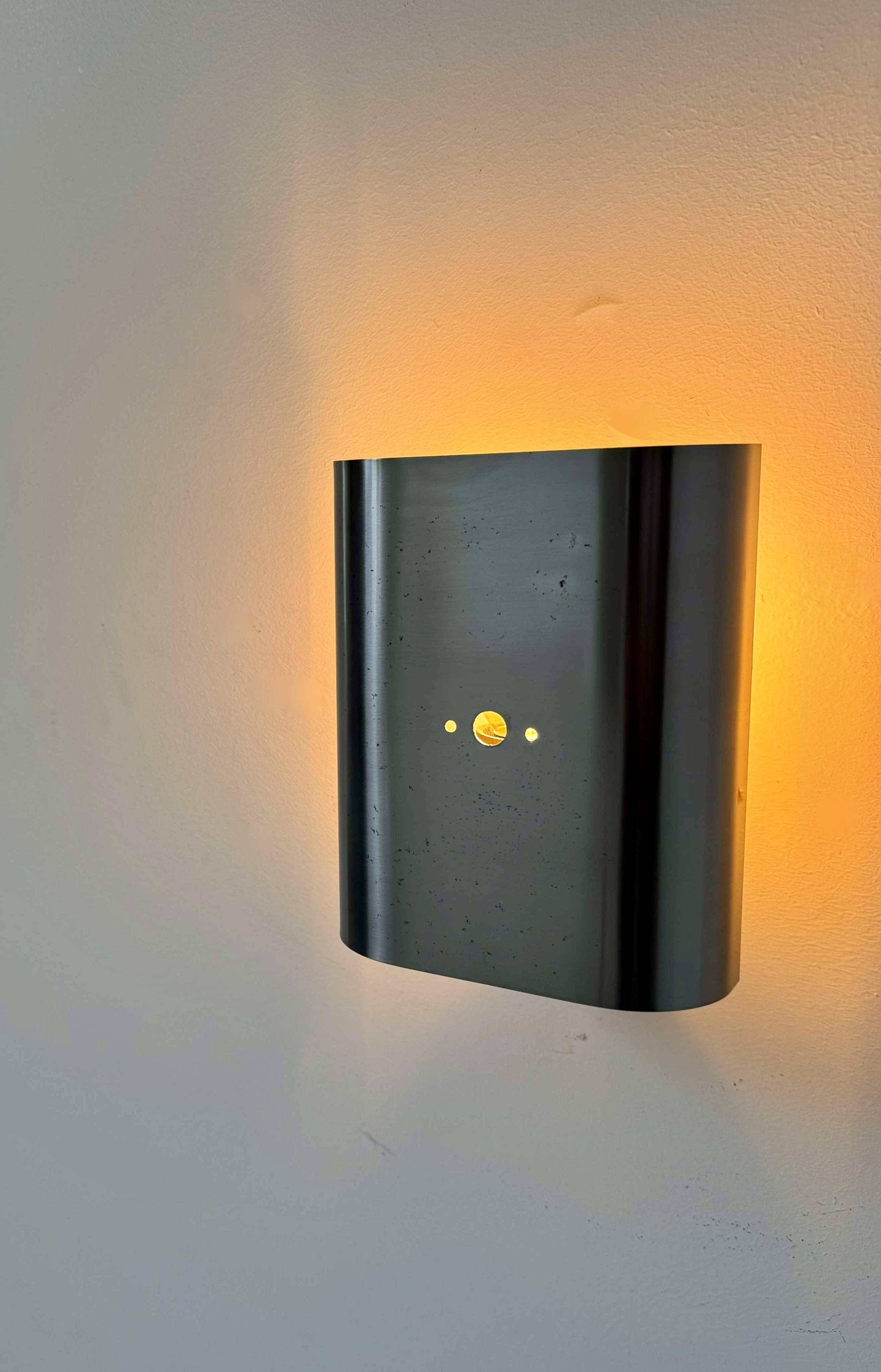 Vintage curved brushed metal wall light, France 1970