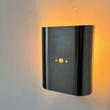 Vintage curved brushed metal wall light, France 1970