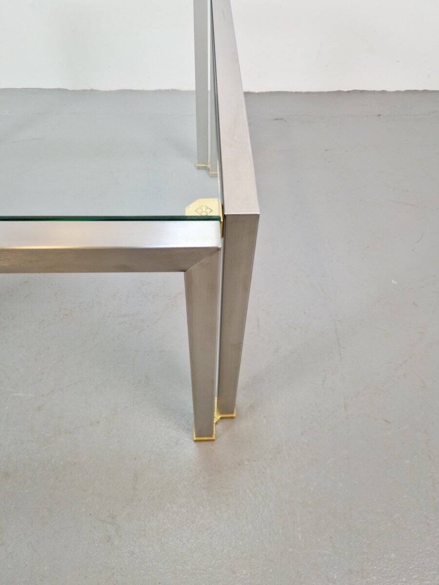 Table basse Regency T28 en laiton et verre de Peter Ghyczy, années 1970