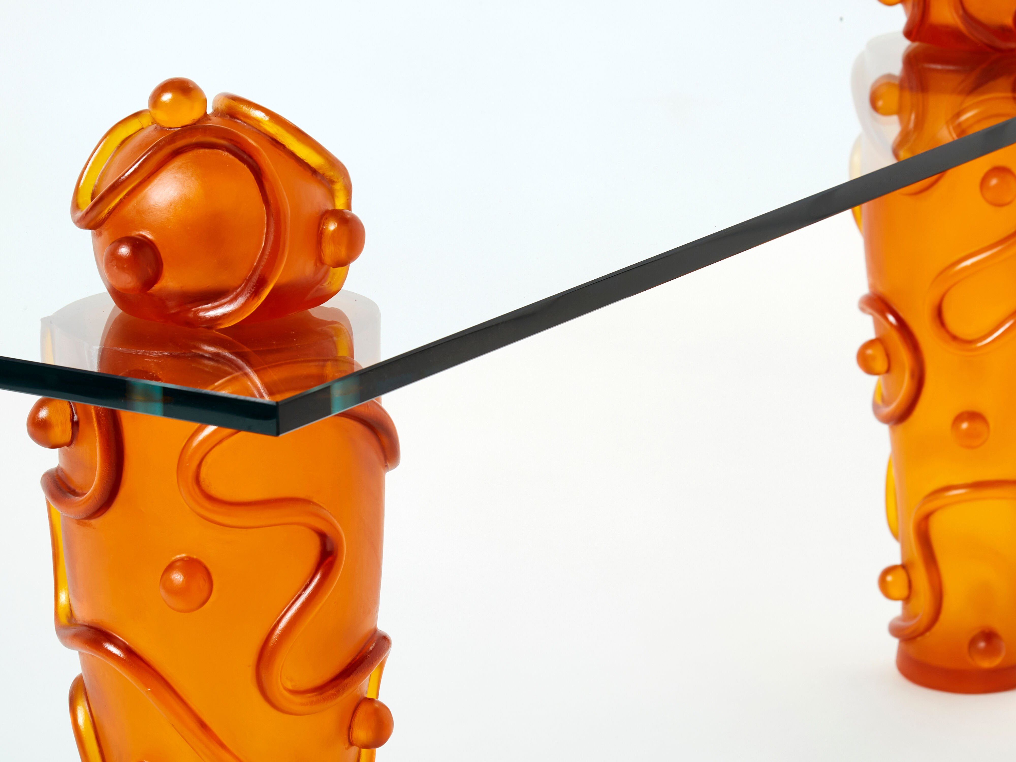 Resin glass coffee table signed Garouste & Bonetti 1990