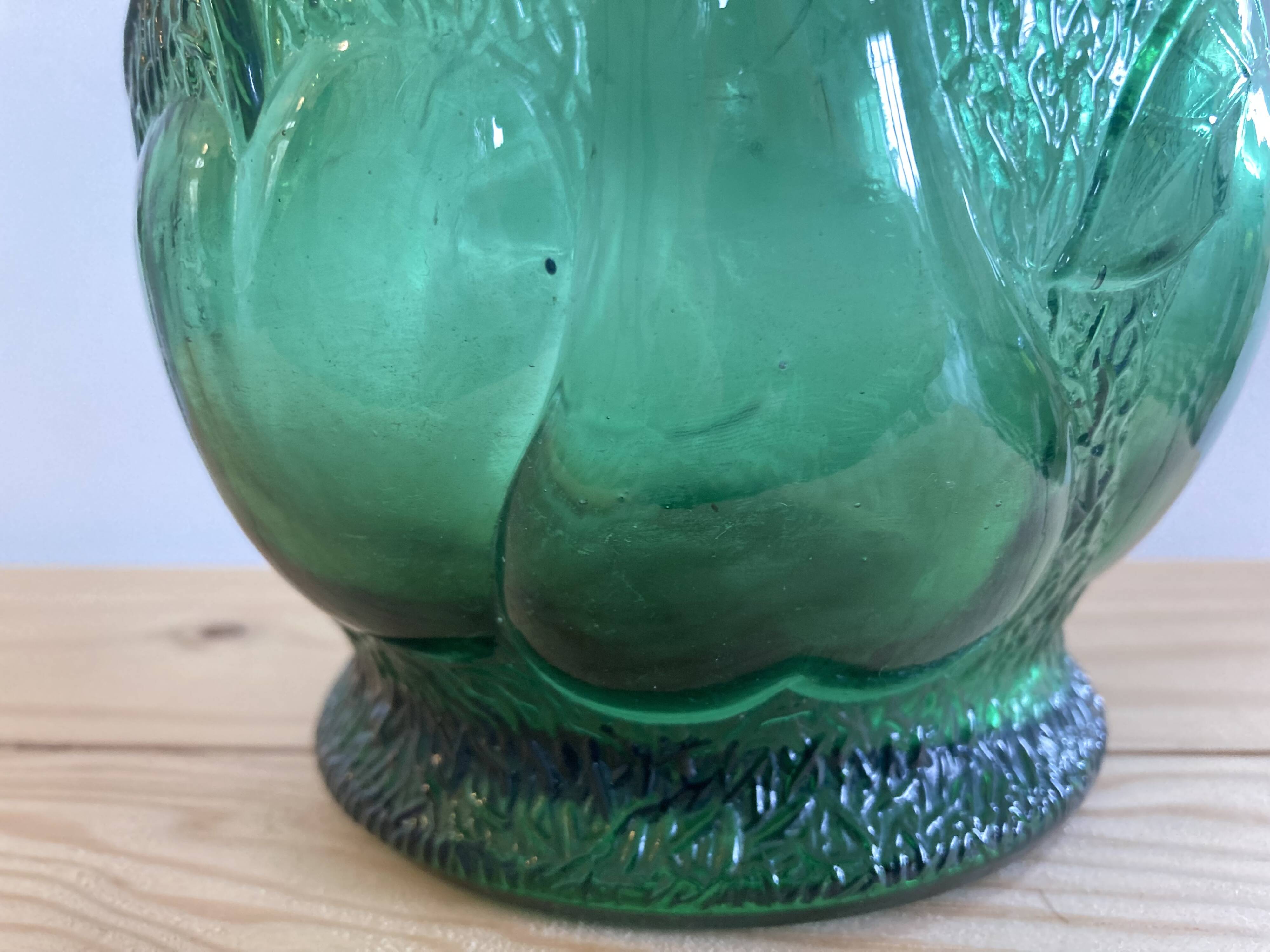 Vintage green glass vase year 1950 Bambicho Marseille fruit decor