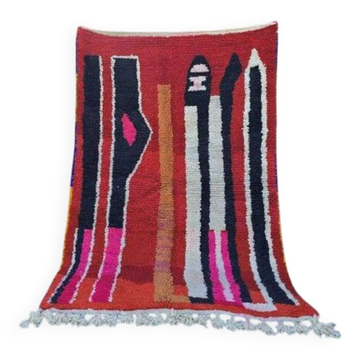 Moroccan ecru rug with colorful patterns 250cmx150cm