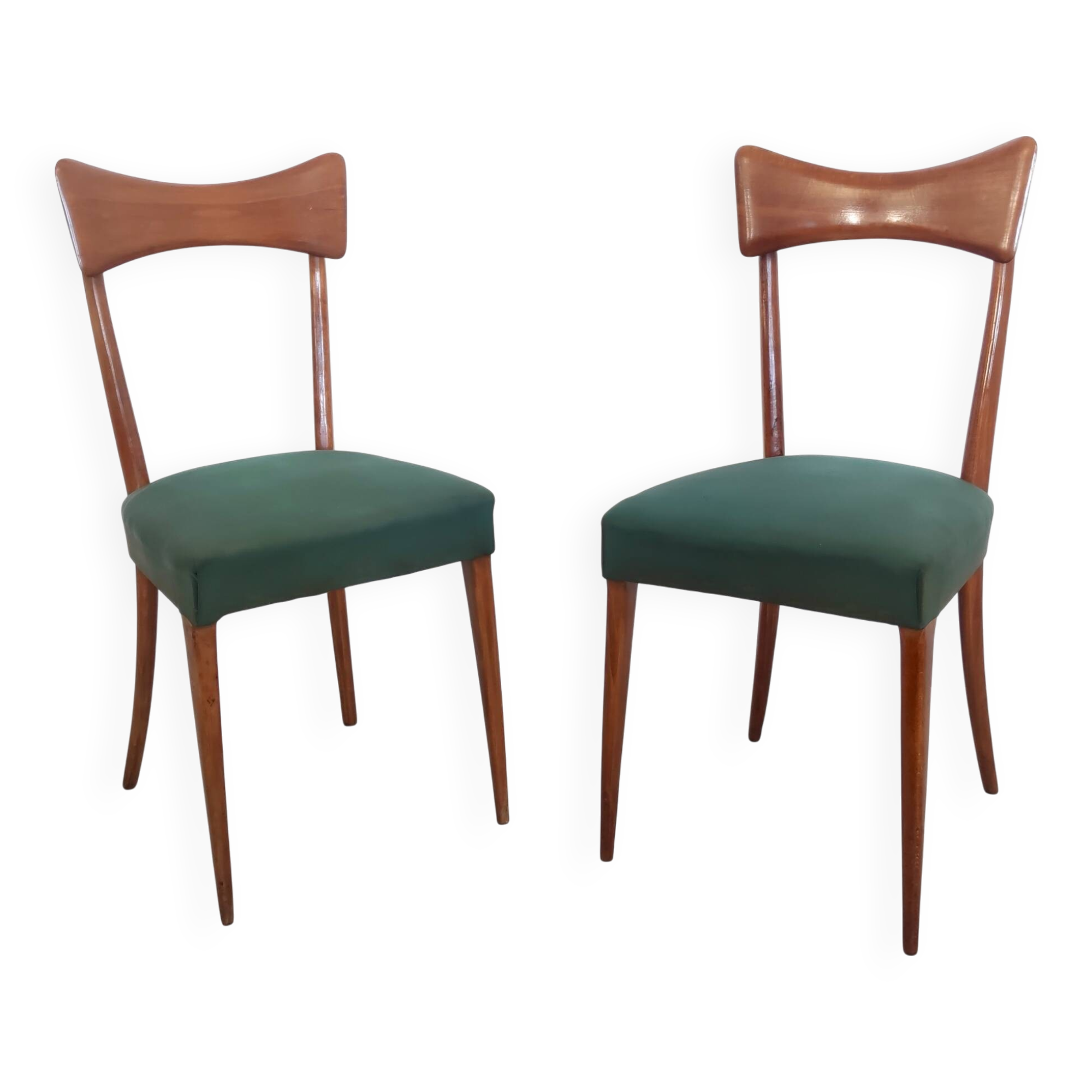 Pair of Green Side Chairs attributed to Ico Parisi for Ariberto Colombo