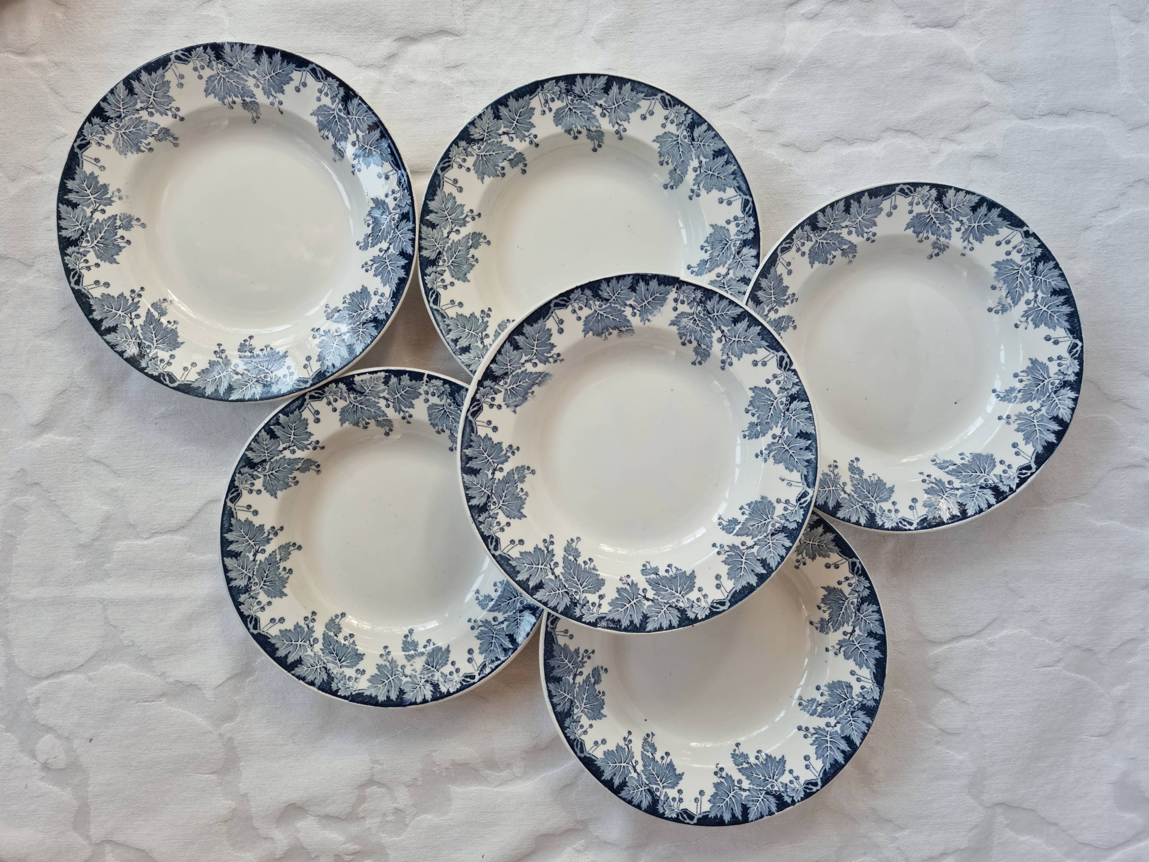 Set of 6 hollow plates Platane St Amand and Hamage