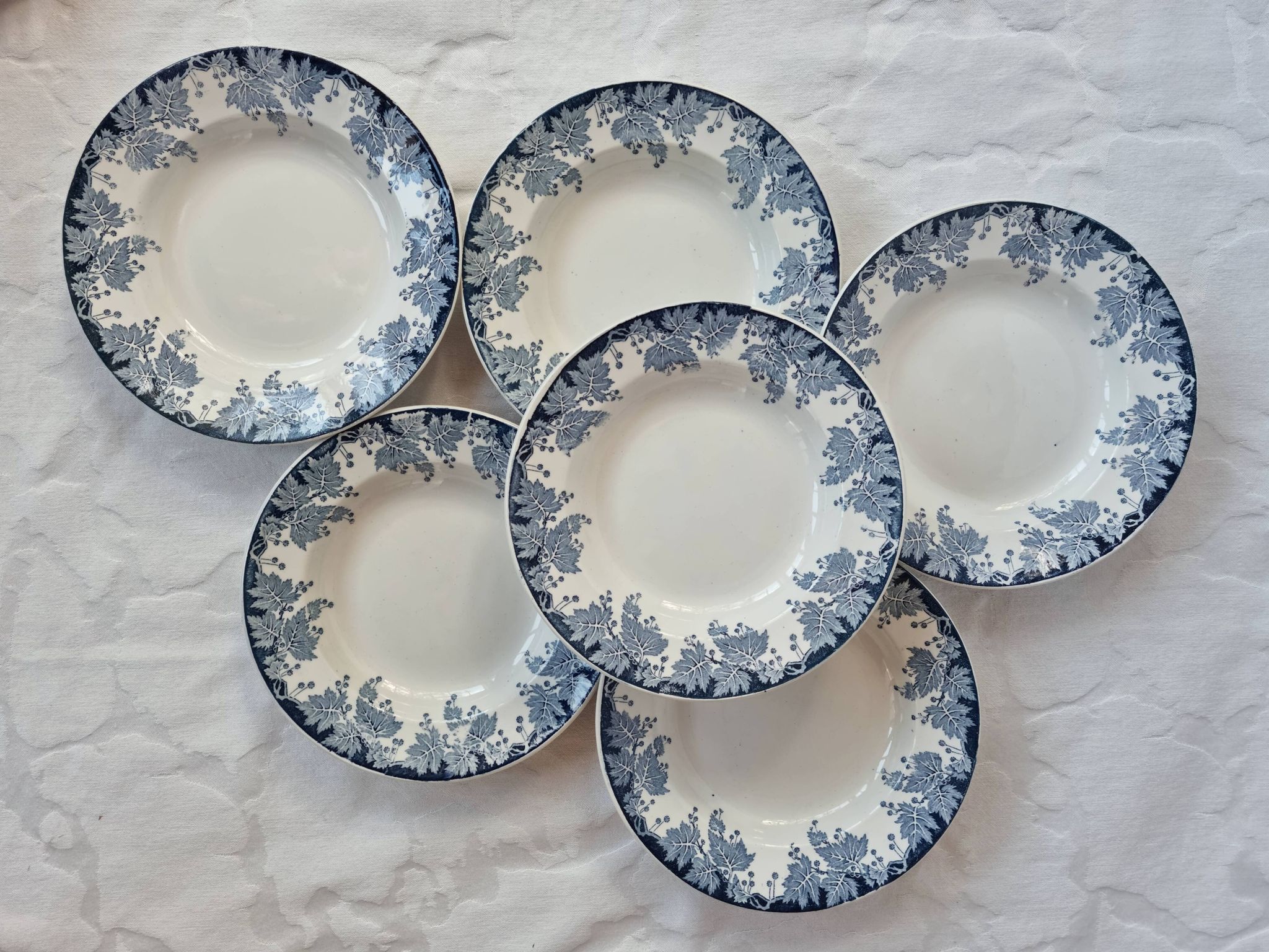 Set of 6 hollow plates Platane St Amand and Hamage