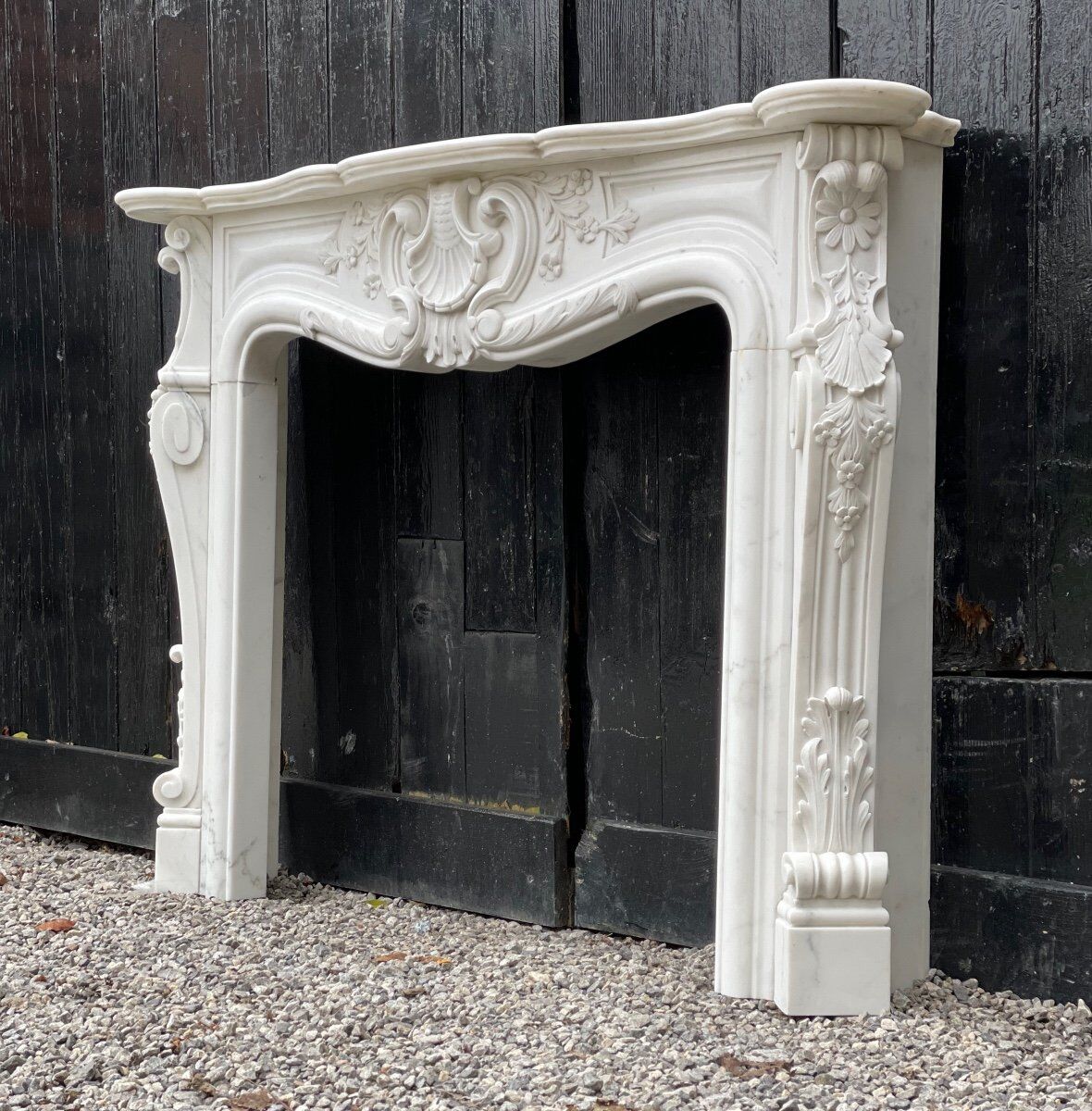Louis XV style fireplace in Carrara marble circa 1980