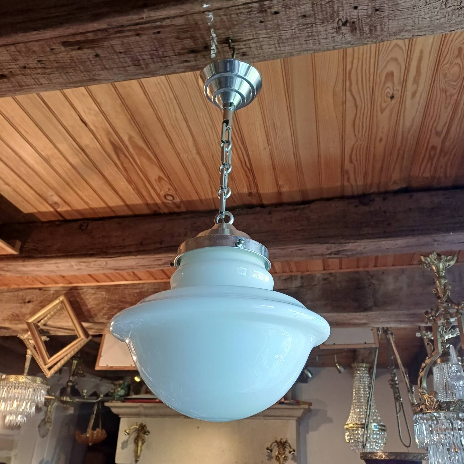 Vintage white opaline lustre from 1940.