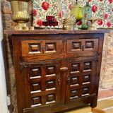 Brutalist geometric carved Spanish sideboard