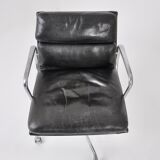 Black leather chairs with soft padding by Charles & Ray Eames for ICF, 1970s, set of 2