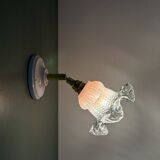 Vintage pink and clear glass tulip wall light.