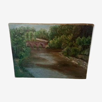 Tableau peinture Huile sur toile paysage rivière