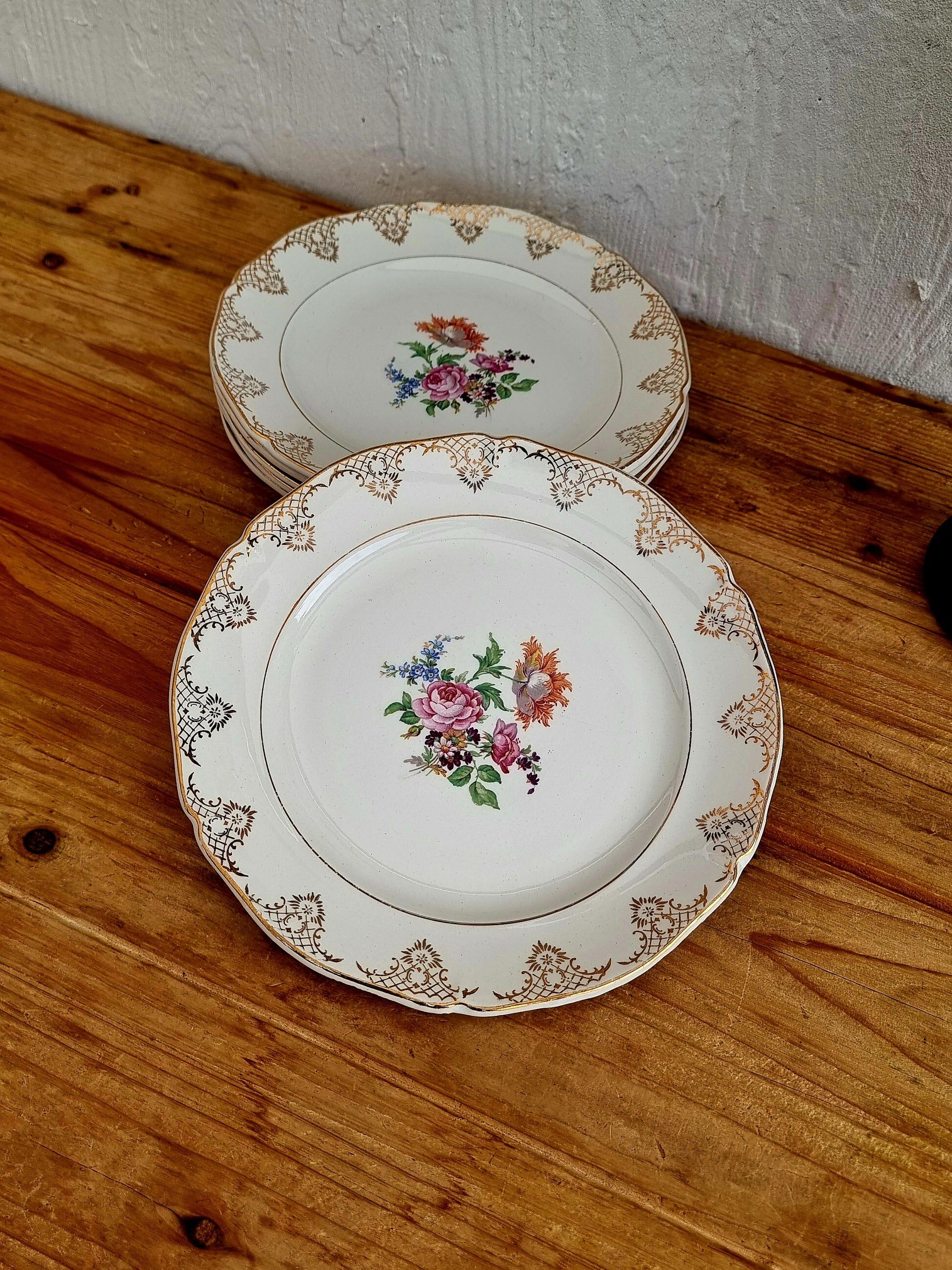 Set of 6 flat plates Saint Amand Céranord model Eve