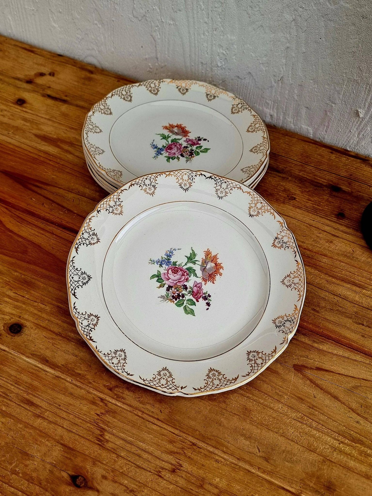 Set of 6 flat plates Saint Amand Céranord model Eve