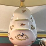 Old Moustiers ceramic lamp with white lamp shade