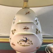 Old Moustiers ceramic lamp with white lamp shade