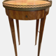 Louis XVI style pedestal table in pink wood marquetry XX century