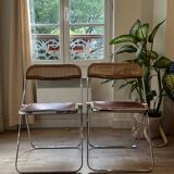 Pair of "Plia" caned chairs by Giancarlo Piretti