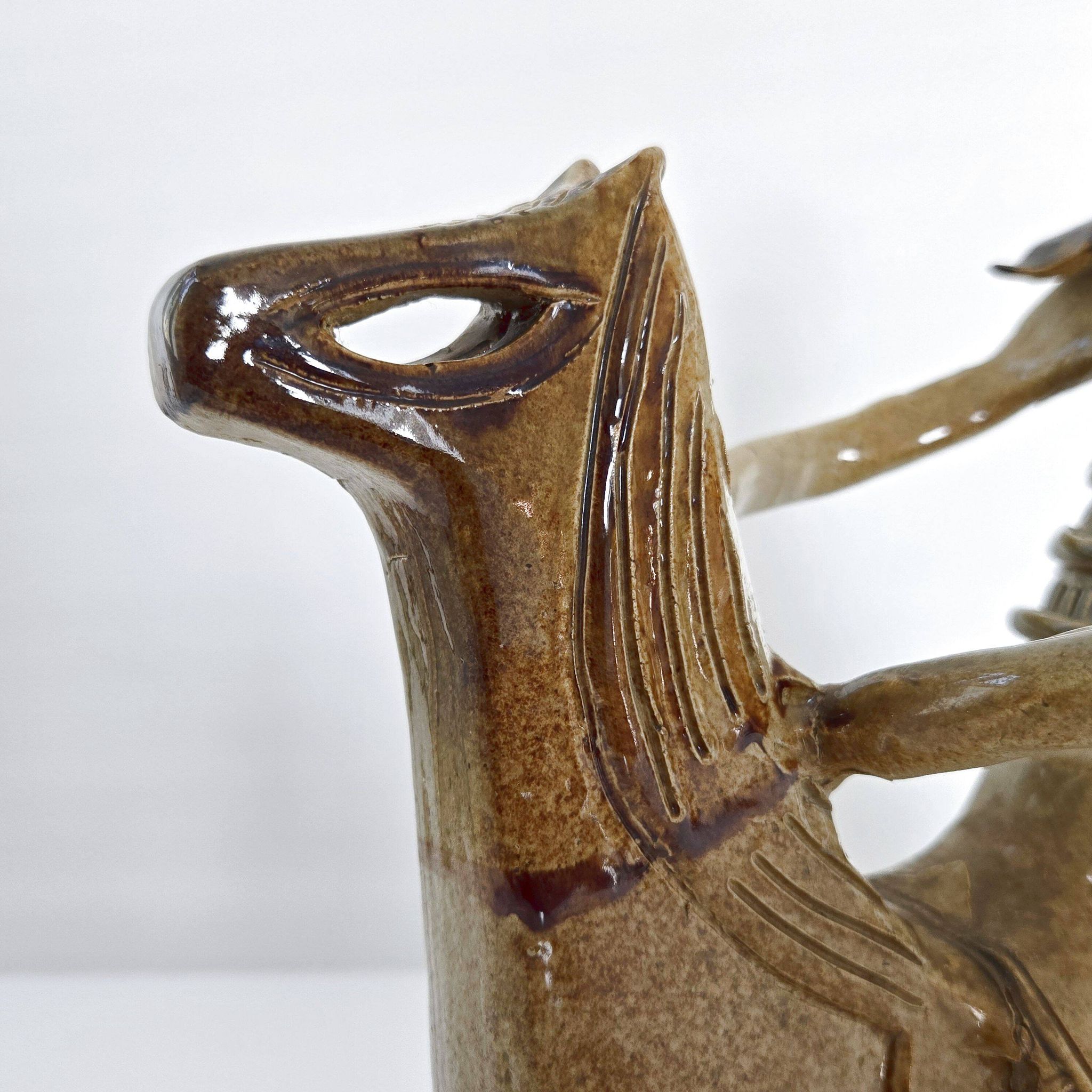Cavalier en grès vintage, 1970