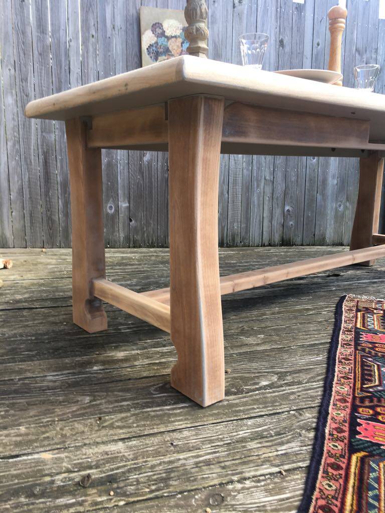 Raw wood farmhouse table