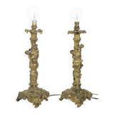 Paire de lampe Rococo Bronze