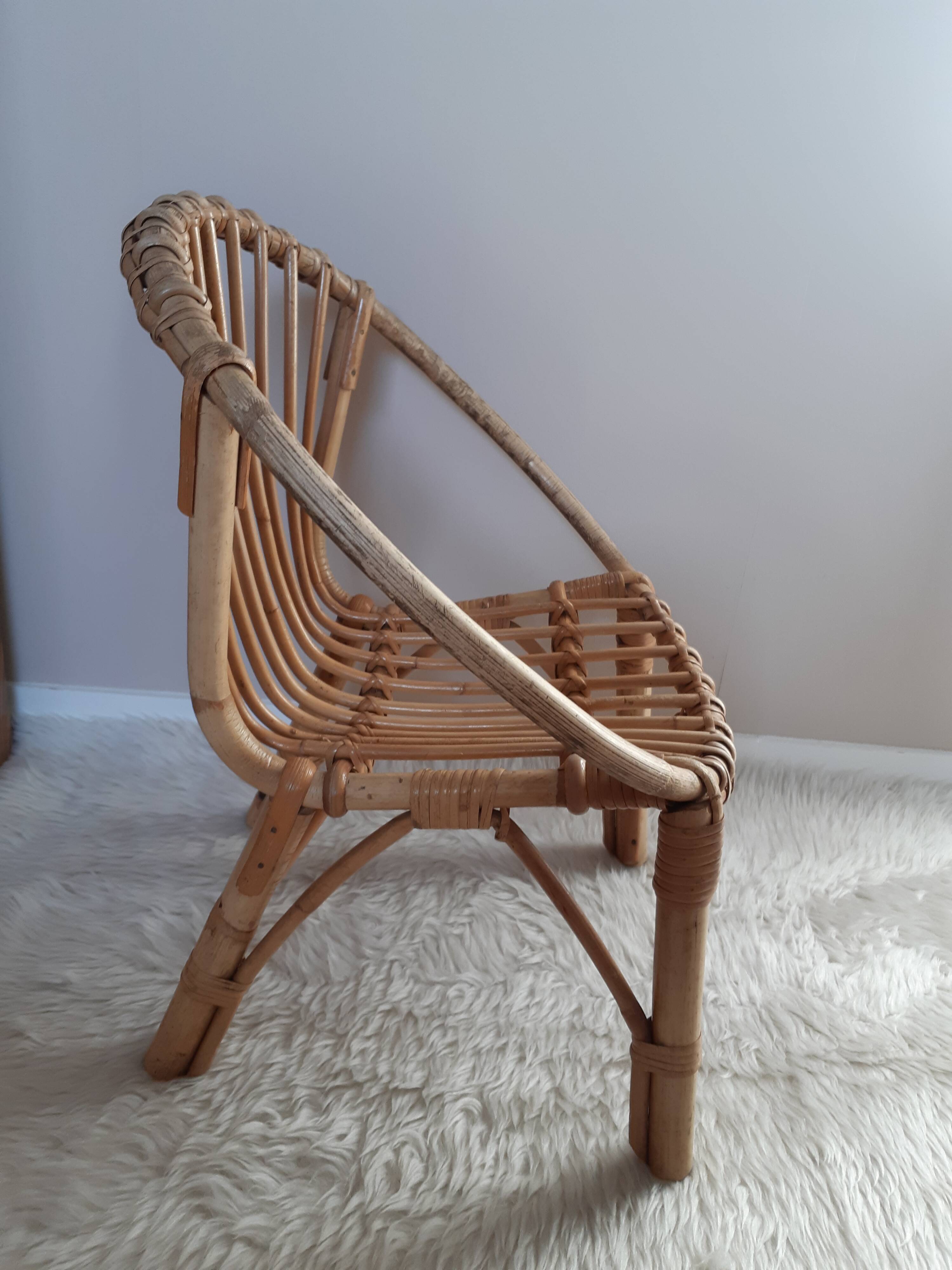 Children's rattan shell armchair