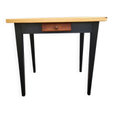 Petit bureau table d'appoint bicolore miel et noir